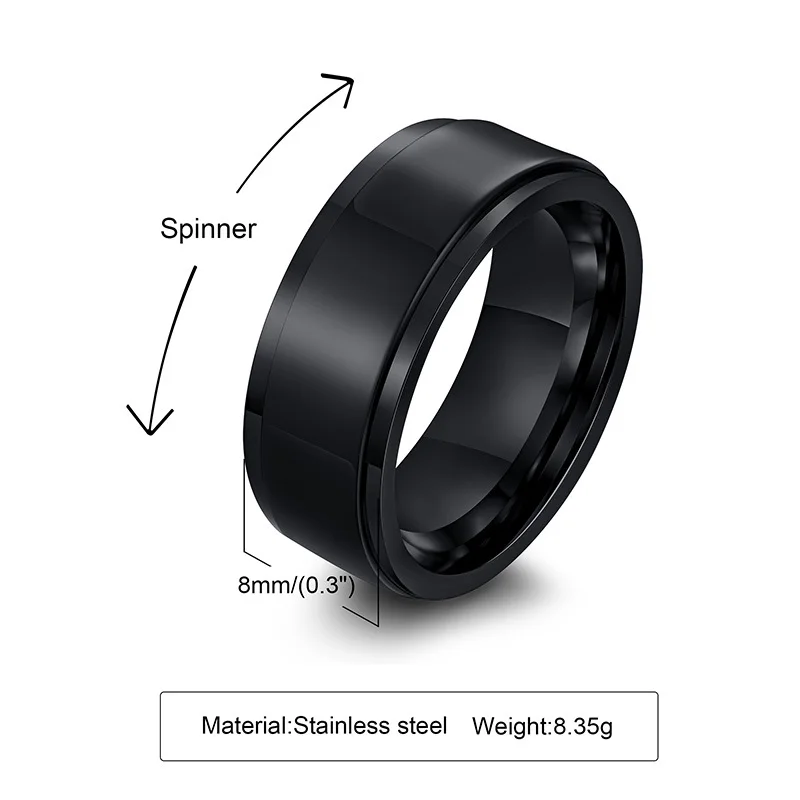 VNOX Drehring – 8 mm, schwarz und glänzend, ca. 8,35 g laut Anbieter