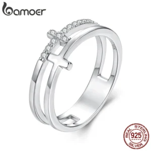 Doppelkreuz Ring Silber 925 Sterling Infinity Cross Ring für Damen