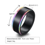 VNOX Drehring – 8 mm, schwarze Außenschiene mit Regenbogenrand