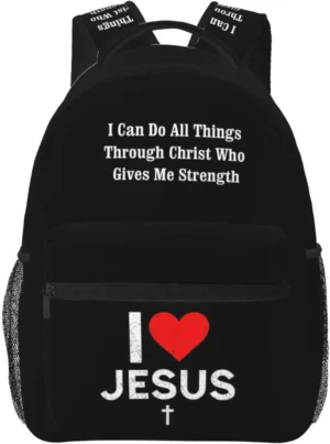 I Love Jesus Rucksack mit Bibelvers - Christlicher Style