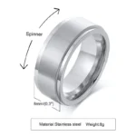 VNOX Drehring – 8 mm, silberfarben mit gebürsteter Außenschiene