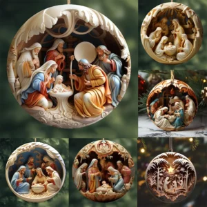 Christlicher Krippen-Anhänger aus Acryl – Jesus Weihnachtsdeko