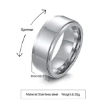 VNOX Drehring – 8 mm, silberfarben und glänzend, ca. 8,35 g laut Anbieter