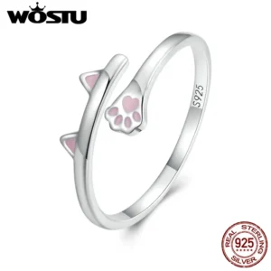 Verstellbarer Katzen Ring aus Sterling Silber – süße Katzenpfote, Party-Schmuck & Geschenkidee