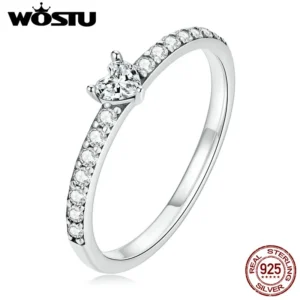 Sterling Silber Herz Ring Damen – WOSTU 925 Liebe & Zirkon Versprechen