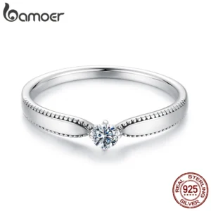 BAMOER 925 Sterling Silber Moissanit-Ring – Exquisiter Damenring (MSR062)