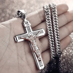 Jesus Kreuz Kette Vintage Herren Jesus am Kreuz im Retro Stil