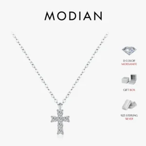 Filigrane Moissanit Kreuz Kette 925 Silber Damen