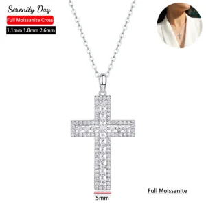 Moissanit Kreuz Kette 925 Silber – voll besetztes Kreuz