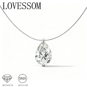 Moissanit Halskette Tropfen 925 Silber elegant