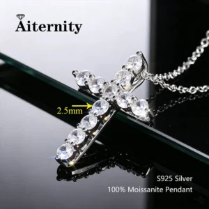 Moissanit Kreuz Halskette Damen 925 Silber Luxus