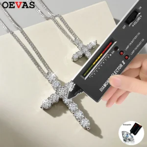 Kreuzkette Damen Silber Glitzer | elegante Halskette