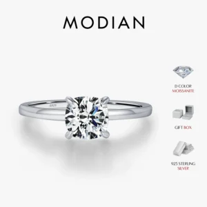 Moissanit Ring Damen quadratisch Silber | elegant