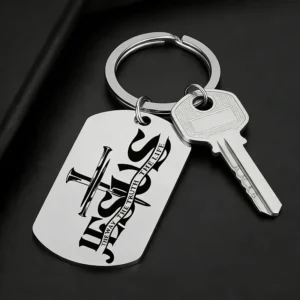 Jesus Dog Tag Kette Herren – Christliche Hundemarke Edelstahl Kreuz Anhänger