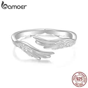Engelsflügel Ring Silber Damen 925 Schutzengel Ring verstellbar