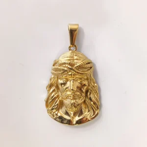 Jesus Anhänger Gold Herren Hip Hop Anhänger aus Edelstahl vergoldet