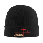 Jesus Kreuz Strickmütze – Beanie mit Jesus Schriftzug  - Herren & Damen
