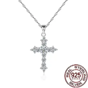 Feine Kreuzkette 925 Silber Damen mit funkelndem Zirkon
