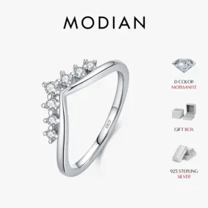 Moissanit Kronen Ring Damen 925 Silber – Luxus Schmuck