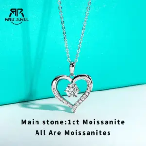Moissanit Herz Anhänger 1 ct – 925 Silber