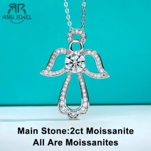 Moissanit Engel Anhänger 2 ct – 925 Silber