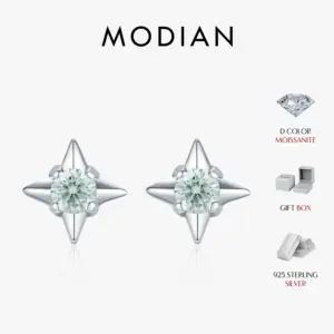 Moissanit Stern Ohrringe Damen 925 Silber – Luxus Ohrstecker