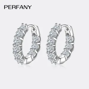 1,8 CT Moissanit Creolen Damen 925 Silber – Luxus Ohrringe VVS D Color