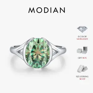 Grüner Moissanit Ring 3 Karat – VVS1 Glanz