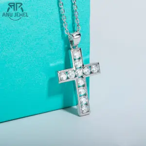 Moissanit Kreuz Anhänger 3,3 ct aus 925 Silber
