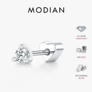 0,1 CT Moissanit Herz Ohrstecker 925 Silber – 6mm & 8mm