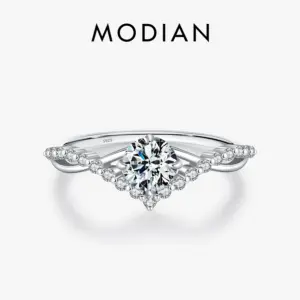 0,5 CT Moissanit Verlobungsring 925 Silber Damen