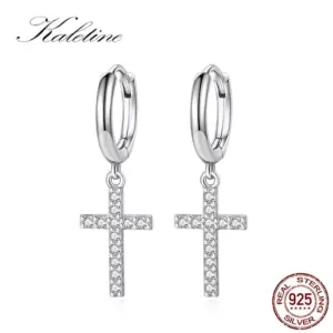 Kreuz Ohrringe – 925 Silber mit Zirkon