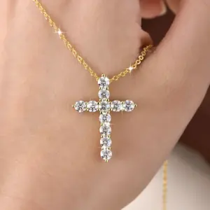 14K Gold Filled Moissanit Kreuzkette – 3,5 mm