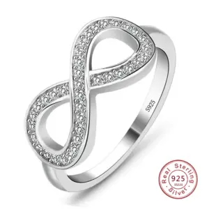 Silberfarbener Unendlichkeitsring mit Zirkonia für Damen