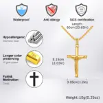 Große Kruzifix Kette Herren Edelstahl – 60 cm – weitere Produktansicht