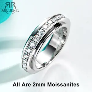 AnuJewel Moissanit Spinner Ring Damen – 2 mm Eternity-Design