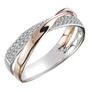 Zweifarbiger Modeschmuck Damenring im X-Design
