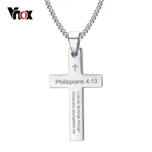 VNOX Kreuzkette Philipper 4,13 aus Edelstahl – 60 cm