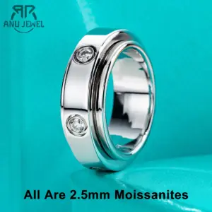 AnuJewel Moissanit Fidget Bandring – 2,5 mm Rundsteine