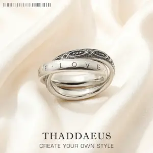 Thaddaeus 925 Silber Knotenring mit Love-Schriftzug