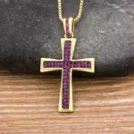 Christliche Kreuzkette mit buntem Zirkonia Besatz