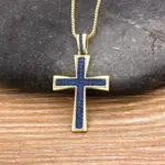 Kreuzkette Damen mit blauem Zirkonia