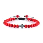 Naturstein Armband mit Kreuz – Detailansicht