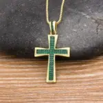 Kreuzkette Damen mit grünem Zirkonia