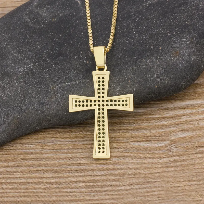 Kreuzkette mit Zirkonia an 45+5 cm Kette