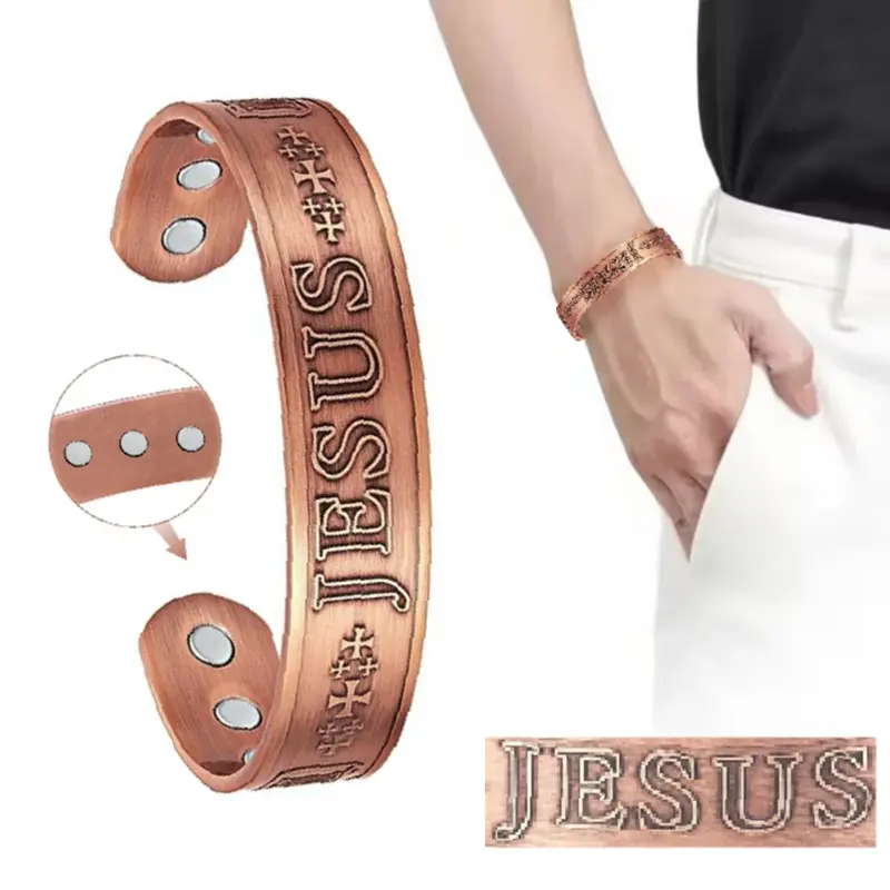 Jesus Armreif aus Kupfer – Unisex Schmuck mit Glaubensbotschaft
