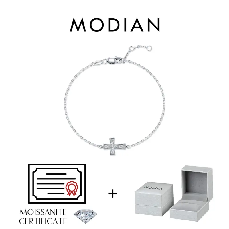 MODIAN Moissanit Kreuzarmband mit 20 Steinen