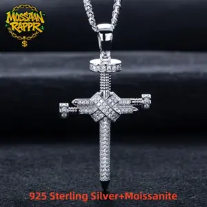 MossanRappr Moissanit Schraubkreuz-Kette 925 Silber – Hauptansicht