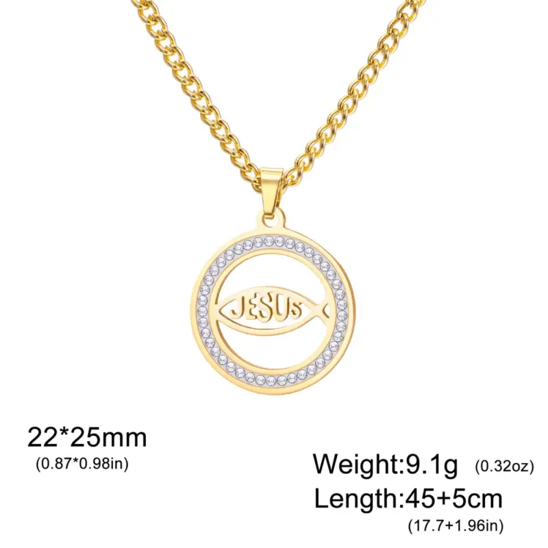 Jesusfisch Kette goldfarben mit 3 mm Kette