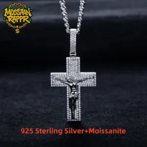 MossanRappr Moissanit Kruzifix-Kette D VVS1 – Hauptansicht